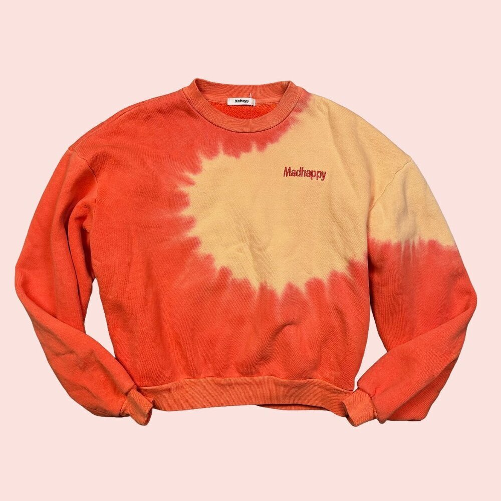 Madhappy Tie Dye Crewneck Orange Yellow Sunburst Sweatshirt Women's Size X-Small